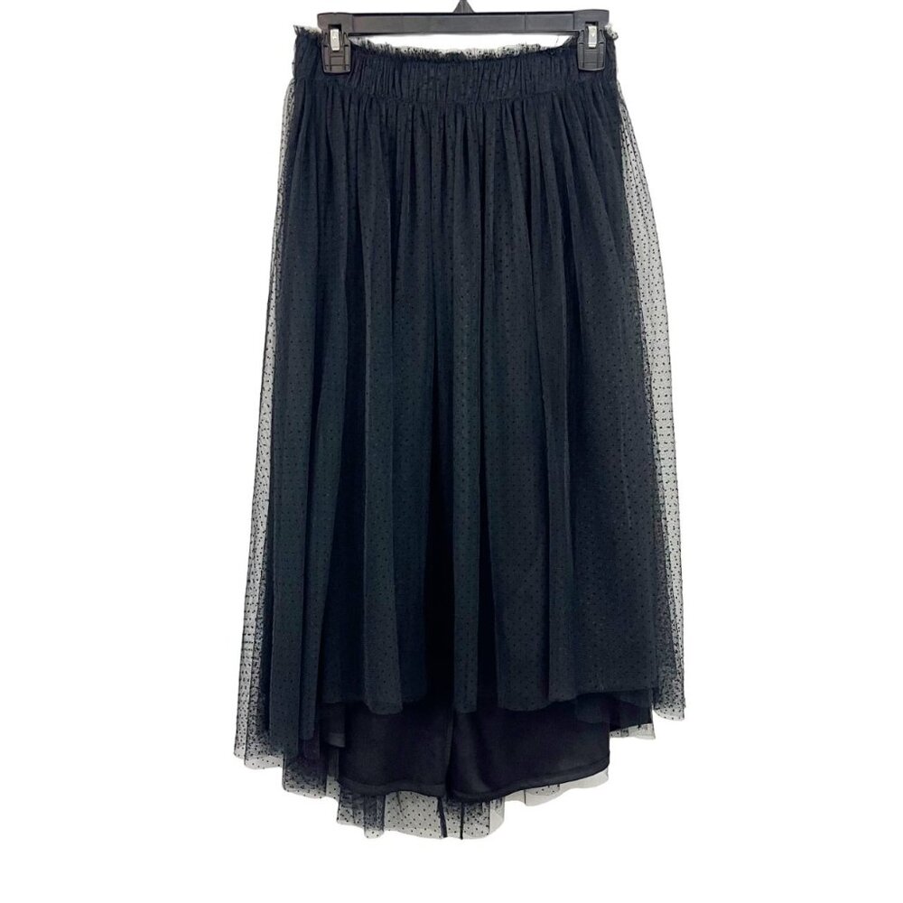 NEW Lauren Conrad Black Swiss Dot Mesh High Low Hem Pull On Skirt - Size XS